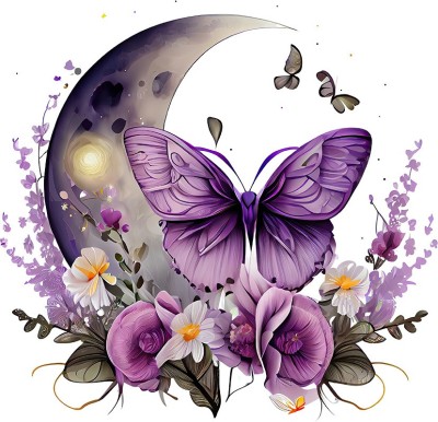Sticker decorativ, Fluture, Mov, 62 cm, 1272STK-2 foto