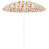 Umbrela plaja 180 cm cu imprimeu fructe, structura otel, reglabila pe inaltime si inclinare, multicolor Household NewTrend