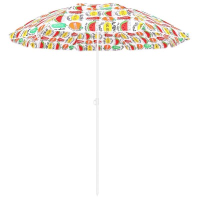 Umbrela plaja 180 cm cu imprimeu fructe, structura otel, reglabila pe inaltime si inclinare, multicolor Household NewTrend foto