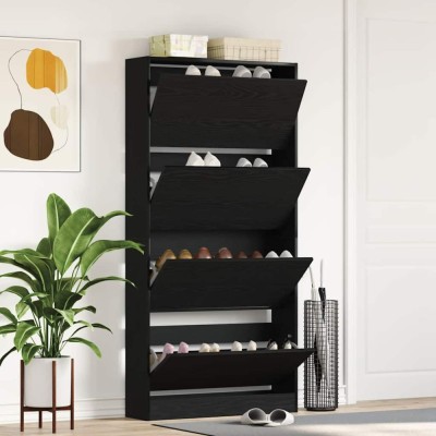 vidaXL Dulap pentru &amp;Icirc;ncălțăminte Stejar negru 80 x 21 x 163.5 cm 3334027 foto