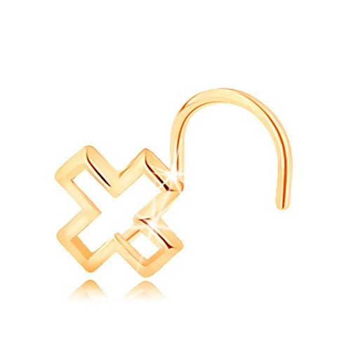 Piercing curbat pentru nas din aur galben de 14k - contur de litera X