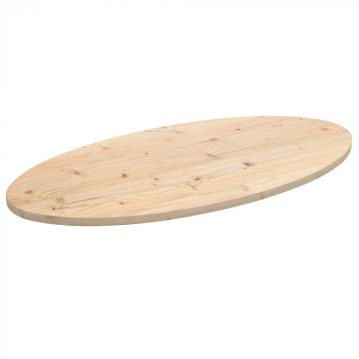 vidaXL Blat de masă, 90x45x2,5 cm, lemn masiv de pin, oval
