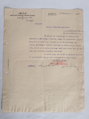 Instiintare, angajare emisa de S.A.R. Miniera MICA 1938 / CD1P foto