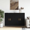 Gossi dulapuri montate pe perete, 2 buc, negru, lemn prelucrat