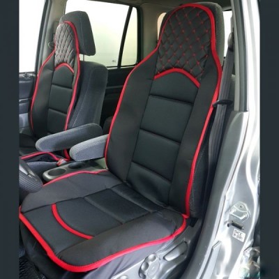 2 x Huse Scaune Auto Masini Universal Negru Rosu Piele Textil foto