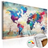 Cumpara ieftin Tablou din plută - World Map: Colourful Madness [Cork Map] 120x80 cm