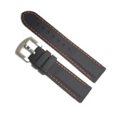 Curea de silicon neagra, cusatura portocalie, latime 22mm, Time Veranda