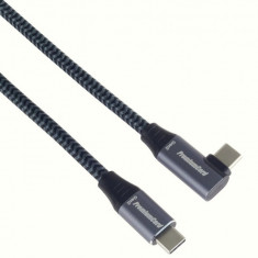 Cablu USB 3.2-C Gen 2 la USB type C unghi 90 grade T-T brodat 3m 100W, ku31cu3