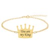 King - Bratara din argint 925 placat cu aur galben 24K personalizata cu text - coroana