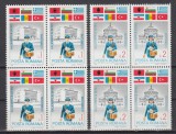 ROMANIA 1983 LP 1088 EXPOZITIA FILATELICA BALKANFILA BLOCURI DE 4 TIMBRE MNH, Nestampilat