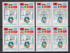 ROMANIA 1983 LP 1088 EXPOZITIA FILATELICA BALKANFILA BLOCURI DE 4 TIMBRE MNH
