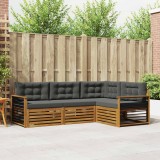 vidaXL Set de canapele de exterior cu pernă 4 pcs Natural și Antracit 3373392