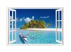 Sticker decorativ, Fereastra 3D, Ocean, 85 cm, 561STK, natura si peisaje