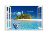 Cumpara ieftin Sticker decorativ, Fereastra 3D, Ocean, 85 cm, 561STK, natura si peisaje