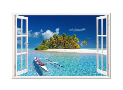 Sticker decorativ, Fereastra 3D, Ocean, 85 cm, 561STK foto