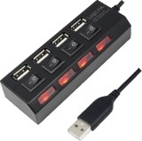 HUB extern LOGILINK, porturi USB: USB 2.0 x 4, conectare prin USB 2.0, alimentare retea 220 V, cablu 0.5 m, negru, &quot;UA0128&quot; (timbru verde 0.8 lei)