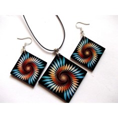 set bijuterii lemn cu mandala 40874