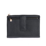 Portofel negru din piele cu fermoar si inchidere cu capsa