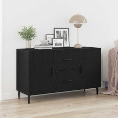 vidaXL Constatator Negru Stejar 100x36x60 cm din Lemn Ingineresc