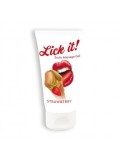 Gel masaj si lubrifiant vegan 2 in 1 Lick it capsuni 50 ml