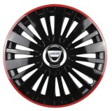 Cumpara ieftin Set 4 Capace Roti pentru Dacia, model Falcon Black Cu Rama Rosie, R16, DACIA