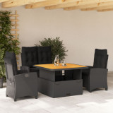 VidaXL Set mobilier de grădină cu perne, 4 piese, negru, poliratan