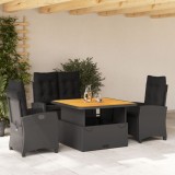 vidaXL Set mobilier de grădină cu perne, 4 piese, negru, poliratan