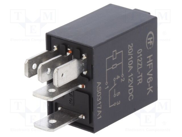 Releu electromagnetic SPDT 12VDC 30A HONGFA RELAY pentru autovehicule