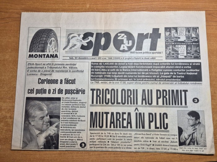 ziarul ziua sport 22 decembrie 1997 - mitica dragomir