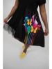 ROCHIE MIDI ASIMETRICA CU MANECA SCURTA SI TUL BUTTERFLY VALLO TALIE UNICA Multicolora
