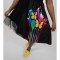 ROCHIE MIDI ASIMETRICA CU MANECA SCURTA SI TUL BUTTERFLY VALLO TALIE UNICA Multicolora