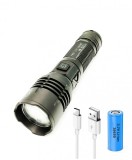 Lanterna Profesionala LED Laser, Zoom, Powerbank, Acumulator 26650, 5 Moduri Iluminare, USB-C, Vanatoare, Pescuit, Paza