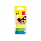 Index Adezivi Plastic, Deli Stick Up, 43x12 mm, Culori Neon, 100 Buc/Pachet, Index Plastic cu Adeziv, Evidentiatoare pentru Carti si Caiete, Sticky In