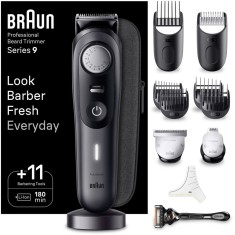 Aparat de tuns barba Braun Beard Trimmer BT9441, Wet&amp;amp;Dry, buton rotativ de precizie, 40 de setari pentru lungime, 3 capete, 4 piepteni, 1 aparat d