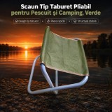 Scaun Tip Taburet Pliabil pentru Pescuit și Camping, Verde