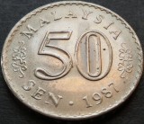 Cumpara ieftin Moneda 50 SEN - MALAEZIA, anul 1987 * cod 4299, Asia