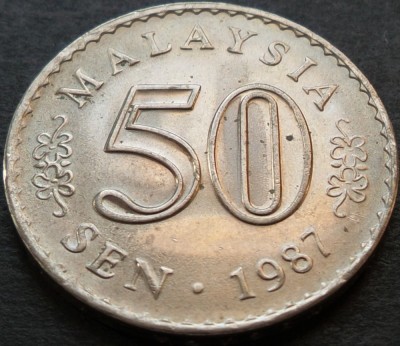 Moneda 50 SEN - MALAEZIA, anul 1987 * cod 4299 foto