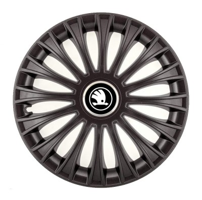 Set 4 capace roti pentru Skoda Nou Alb-Negru, model Dino Black, R16 foto