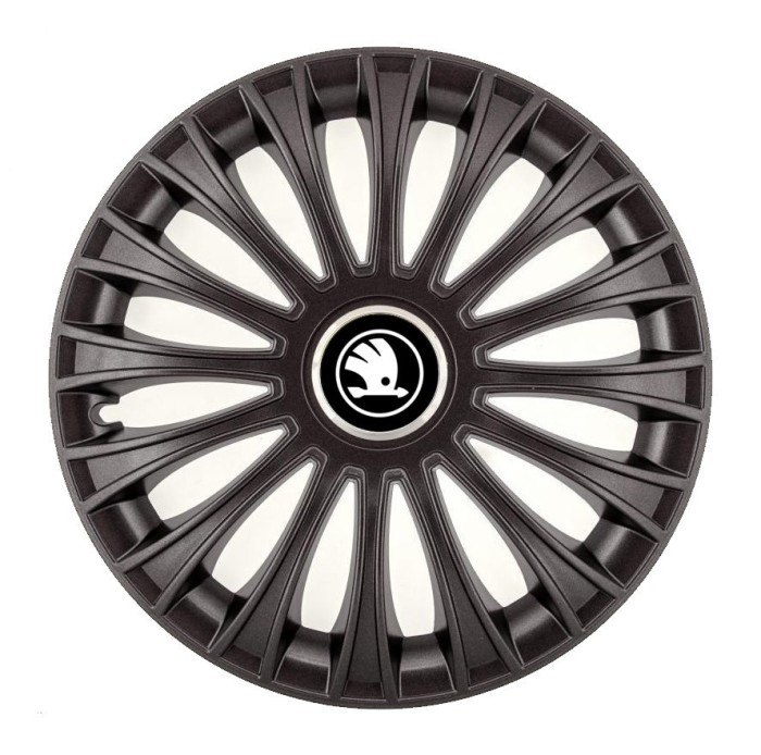 Set 4 capace roti pentru Skoda Nou Alb-Negru, model Dino Black, R16