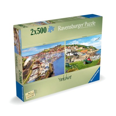 Ravensburger - Puzzle peisaje pitoresti Yorkshire Whitby si Runswick Bay 2x500 foto