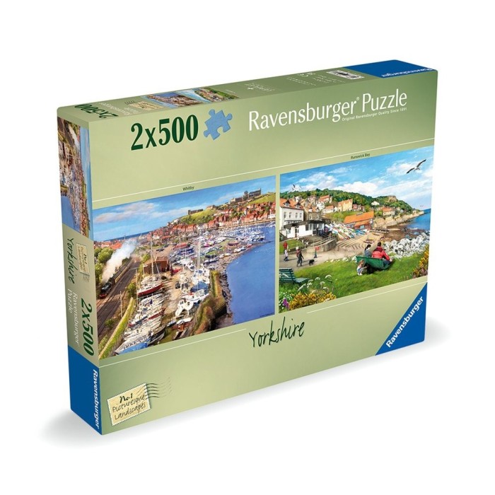 Ravensburger - Puzzle peisaje pitoresti Yorkshire Whitby si Runswick Bay 2x500