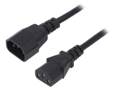 Cablu Alimentare 1,8m IEC C13-C14 Negru 10A foto