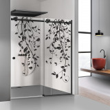 Paravan dus cu usa glisanta Glissando Black, model Dance negru, sticla clara securizata, pentru nisa cu latime intre 150-160x205 cm, Leroy Glass