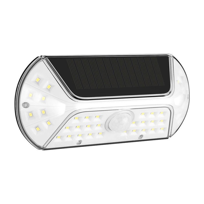 Aplica solara led smd pentru perete flippy, cu senzor de miscare, dreptunghiulara, ip44, luminozitate mare 40 led-uri, 3.7v, 1200mah, autonomie 8 ore,