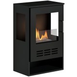 HOMCOM Șemineu pe Bioetanol de Podea cu Arzător de o Durată de 3,3 Ore, Bioșemineu din Oțel și Sticlă, 44x28x68 cm, Negru | Aosom Romania