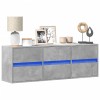 VidaXL Comodă TV de perete cu lumini LED, gri beton, 130x31x45 cm 852302