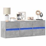 Cumpara ieftin Comodă TV de perete cu lumini LED, gri beton, 130x31x45 cm