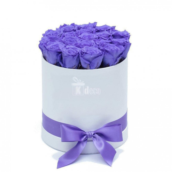 Cutie &Oslash;17cm cu Trandafiri Criogenati XL violet &Oslash;6,5cm