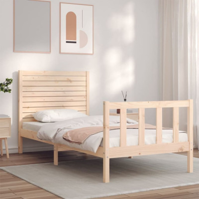 Cadru de pat cu tablie single mic, lemn masiv GartenMobel Dekor foto