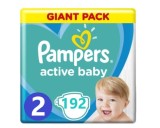 Scutece Pampers Active Baby Giant Pack Marimea 2, Nou Nascut, 4 -8 kg, 192 buc